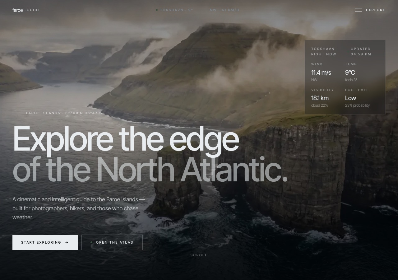 Faroe Guide website homepage