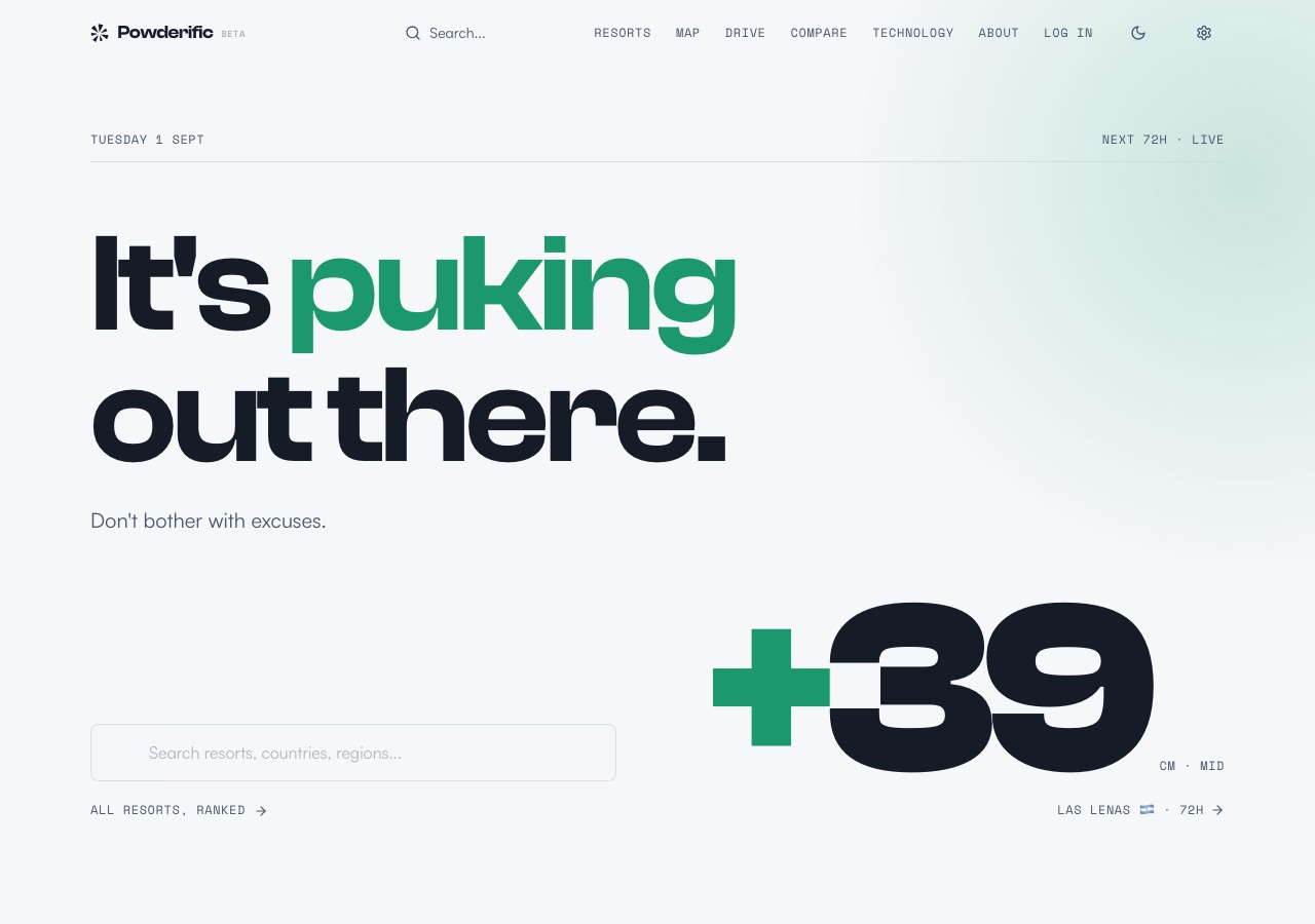 Powderific homepage